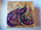 Figs<br />5&quot; square  canvas, acrylic and dutch gold leaf<br />&pound;30  SOLD