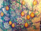 Wild Passion Fruit Plant<br />Acrylic and dutch gold<br /><br />standard canvas  100cm x80 cm  unframed<br />&pound;500