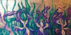 Irises<br /><br />Acrylic and imitation gold leaf on canvas &pound;400