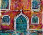 Venetian turquoise door<br />Acrylic and dutch gold on 6 inch square standard canvas, unframed<br />&pound;75
