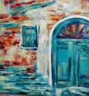 VENICE ,TURQUOISE TIMBER<br /><br />Oil on 8&quot; square  deep edge wood panel - ready to hang - requires no frame,<br /><br />&pound;200