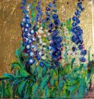 I LOVE DELPHINIUMS!<br />Acrylic and dutch gold on 6&quot;  square standard canvas - unframed and ready to hang- can be framed<br />&pound;100