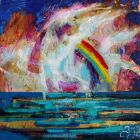 RAINBOW<br /><br />6&quot;square acrylic and dutch gold on panel- unframed- framing recommended<br />&pound;75