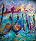 GONDOLAS<br />6&quot; square standard canvas; unframed, ready to hang unframed or can be framed.<br />acrylic and dutchgold;<br />&pound;100