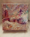 Avon Gorge and Suspension Bridge in the snow 2018,  2<br />acrylic and dutch gold on 5&quot; deep edge canvas<br />&pound;35