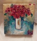 Red Peonies<br /><br />acrylic and dutch gold on 5&quot; square  deep edge canvas<br /><br />&pound;35
