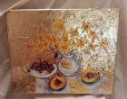 Still Life with Papaya<br /><br />acrylic and dutch gold on deep edge canvas<br /><br />&pound;125