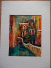 Off the Grand Canal, Venice<br />A5 card, painting is acrylic and dutch gold<br />&pound;10<br />              SOLD